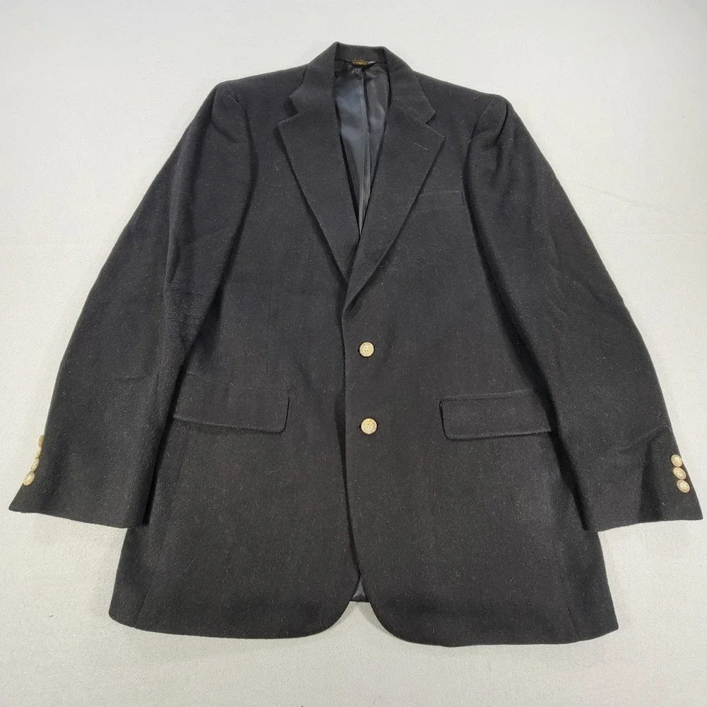 Turnbury Vintage Blazer 100% Camel Hair Black Two Button Sport Coat Men's 40L